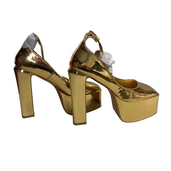 EGO Women’s Gold‎ Platform Ankle Strap Heel Shoes Size 10 - Picture 3 of 10